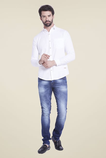 Globus White Solid Shirt Globus White Solid Shirt