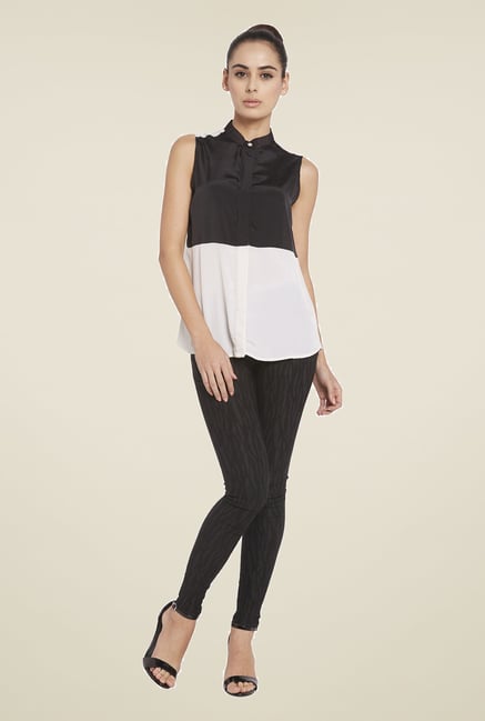 Globus Black & White Solid Shirt Globus Black & White Solid Shirt