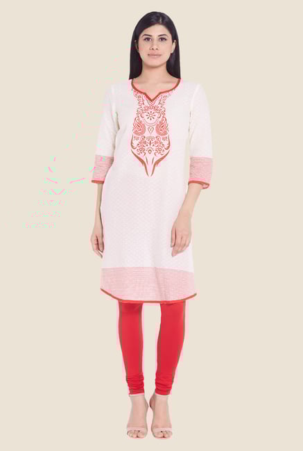 Globus Off White Cotton Kurti Globus Off White Cotton Kurti