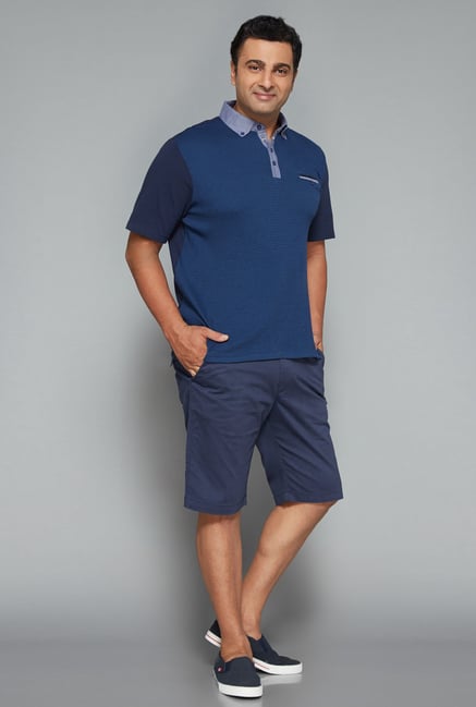 Oak & Keel by Westside Navy Printed Polo T Shirt Oak & Keel by Westside Navy Printed Polo T Shirt
