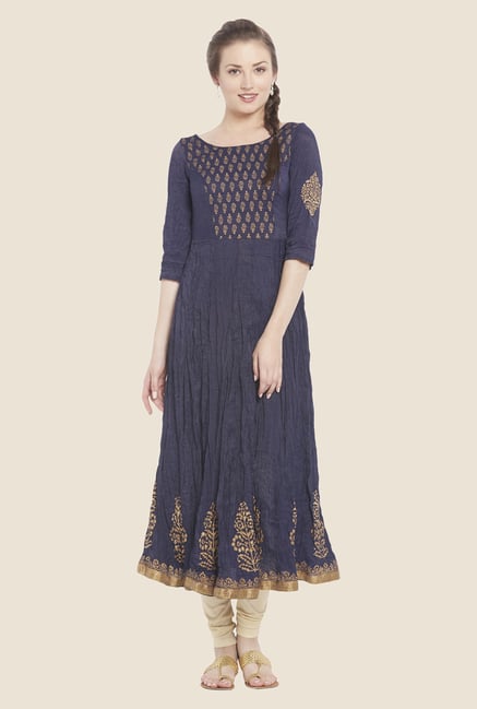 Globus Navy Cotton Kurta Globus Navy Cotton Kurta