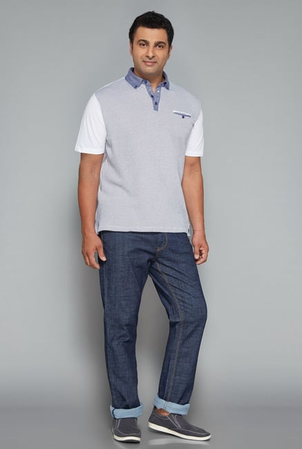 Oak & Keel by Westside White Printed Polo T Shirt Oak & Keel by Westside White Printed Polo T Shirt