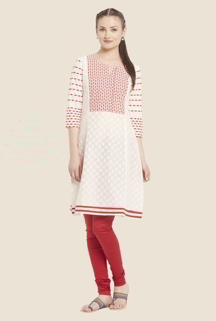 Globus White Printed Cotton Kurti Globus White Printed Cotton Kurti