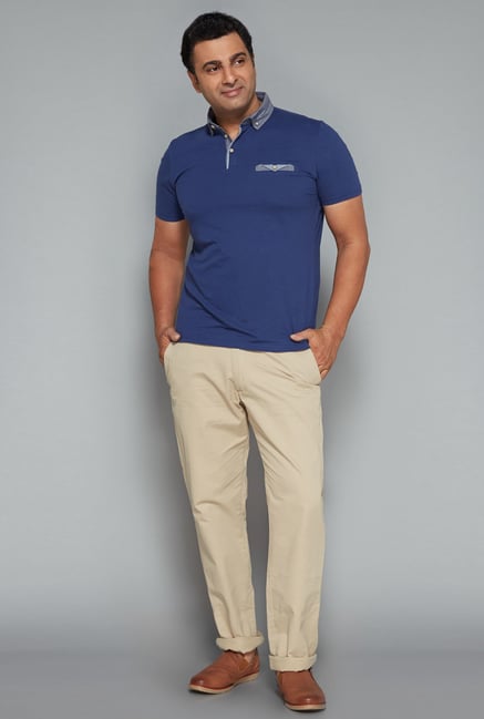 Oak & Keel by Westside Navy Solid Polo T Shirt Oak & Keel by Westside Navy Solid Polo T Shirt