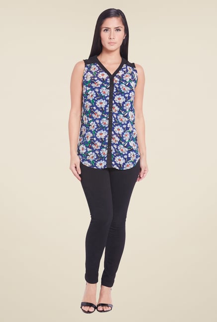 Globus Navy Floral Printed Shirt Globus Navy Floral Printed Shirt