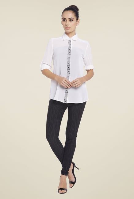 Globus White Solid Shirt Globus White Solid Shirt