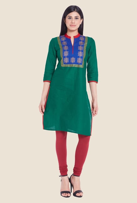 Globus Green Solid Kurti Globus Green Solid Kurti