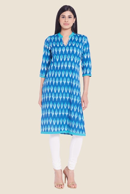 Globus Blue Printed Cotton Kurti Globus Blue Printed Cotton Kurti