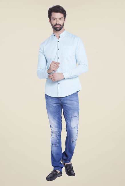Globus Light Blue Solid Shirt Globus Light Blue Solid Shirt