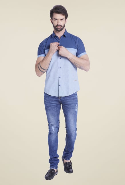Globus Blue Solid Shirt Globus Blue Solid Shirt