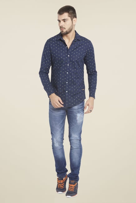 Globus Navy Printed Shirt Globus Navy Printed Shirt