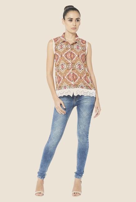 Globus Orange Printed Shirt Globus Orange Printed Shirt
