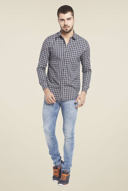 Globus Navy Checked Shirt Globus Navy Checked Shirt