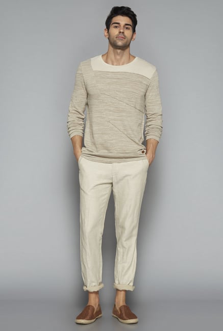 ETA by Westside Beige Textured T Shirt ETA by Westside Beige Textured T Shirt