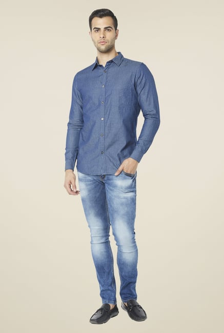 Globus Blue Polka Dot Printed Shirt Globus Blue Polka Dot Printed Shirt