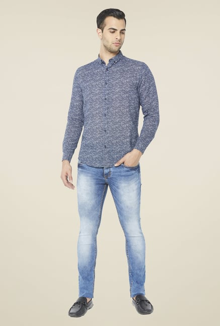 Globus Blue Printed Shirt Globus Blue Printed Shirt