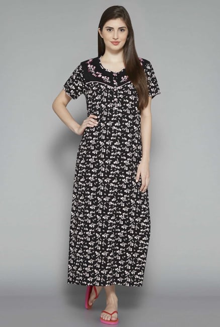 Intima by Westside Black Printed Nightdress Intima by Westside Black Printed Nightdress