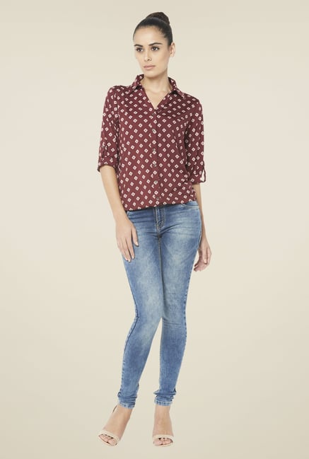 Globus Maroon Printed Shirt Globus Maroon Printed Shirt