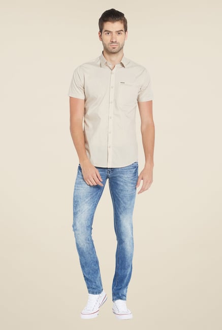 Globus Beige Solid Shirt Globus Beige Solid Shirt