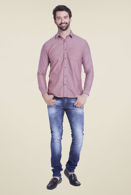 Globus Red Textured Shirt Globus Red Textured Shirt