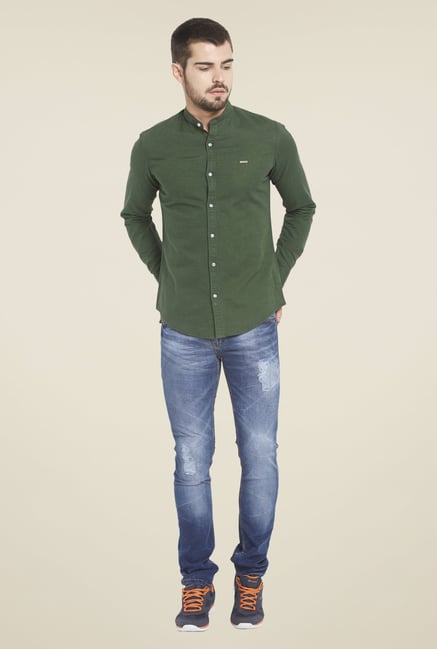 Globus Bottle Green Solid Shirt Globus Bottle Green Solid Shirt