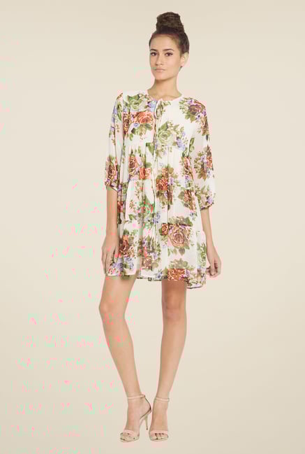 Globus Cream Floral Print Mini Dress Globus Cream Floral Print Mini Dress