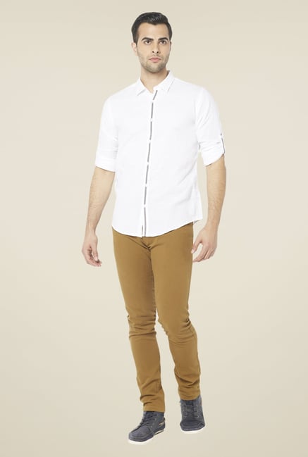 Globus White Solid Linen Shirt Globus White Solid Linen Shirt