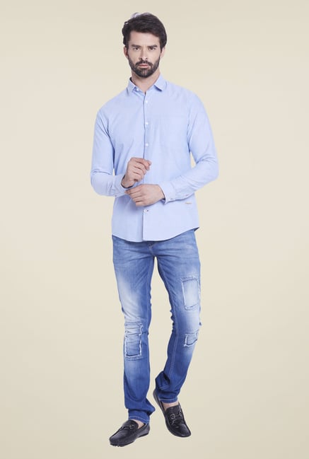 Globus Light Blue Solid Shirt Globus Light Blue Solid Shirt