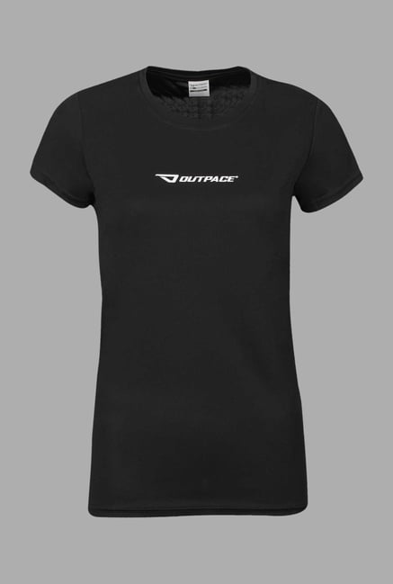 Outpace Black Solid Running T Shirt Outpace Black Solid Running T Shirt