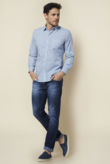 Zudio Light Blue Printed Shirt Zudio Light Blue Printed Shirt