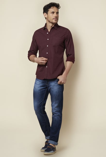Zudio Maroon Printed Shirt Zudio Maroon Printed Shirt