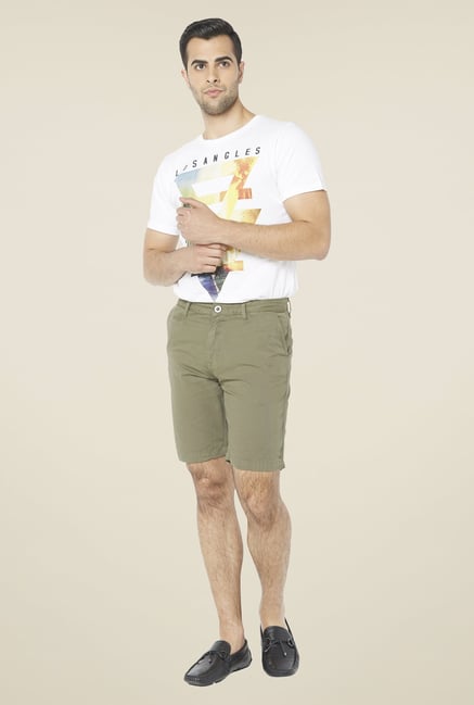 Globus Olive Solid Shorts Globus Olive Solid Shorts