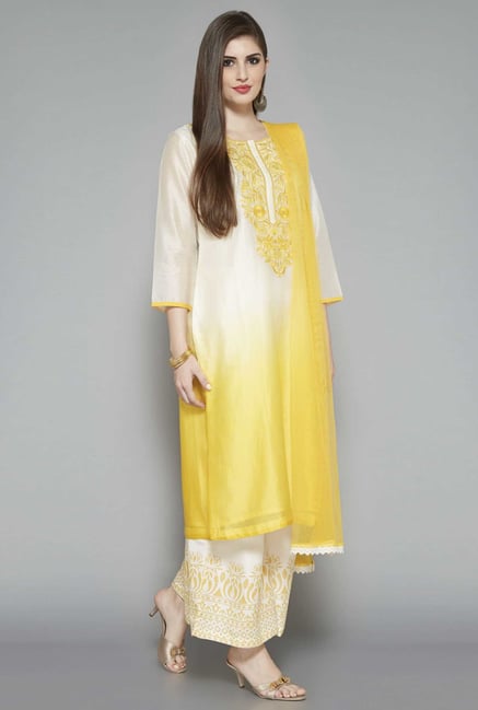 Vark by Westside Yellow Embroidered Suit Set Vark by Westside Yellow Embroidered Suit Set