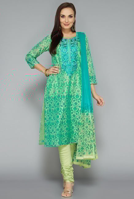 Vark by Westside Green Embroidered Suit Set Vark by Westside Green Embroidered Suit Set