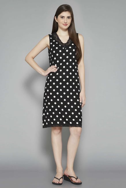 Intima by Westside Black Polka Dot Nightdress Intima by Westside Black Polka Dot Nightdress