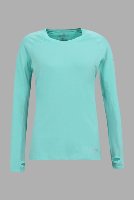 Outpace Turquoise Solid Running T Shirt Outpace Turquoise Solid Running T Shirt