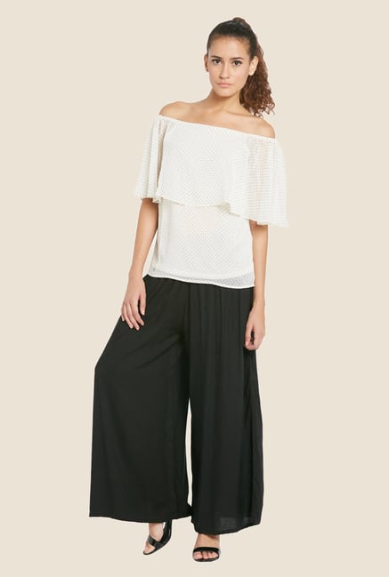 Globus Black Solid Rayon Palazzos Globus Black Solid Rayon Palazzos