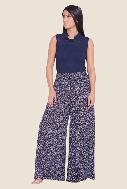 Globus Navy Floral Printed Palazzos Globus Navy Floral Printed Palazzos