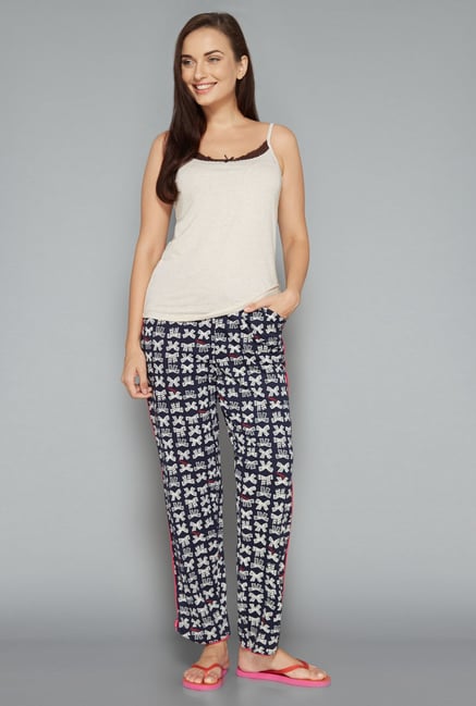 Intima by Westside Navy Printed Pyjamas Intima by Westside Navy Printed Pyjamas