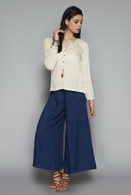 Bombay Paisley by Westside Beige Solid Top Bombay Paisley by Westside Beige Solid Top