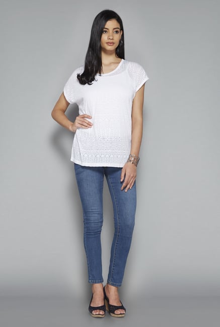 LOV by Westside White Self Print Zelia Top LOV by Westside White Self Print Zelia Top