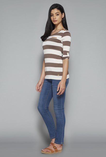 LOV by Westside White Striped Valencia Top LOV by Westside White Striped Valencia Top