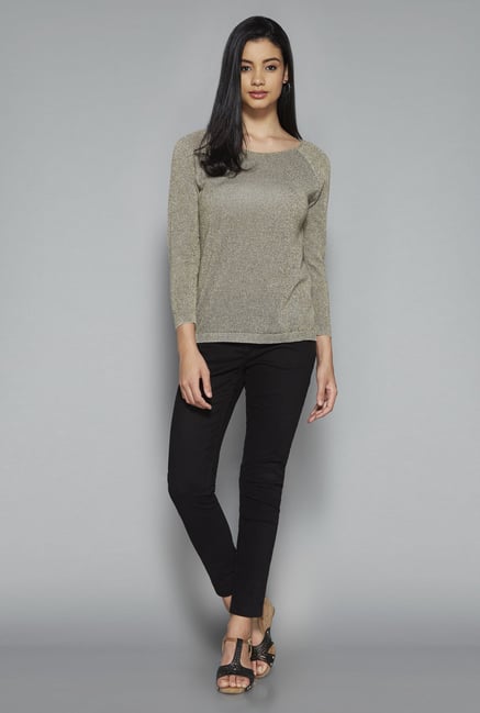 LOV by Westside Grey Textured Madeline Top LOV by Westside Grey Textured Madeline Top