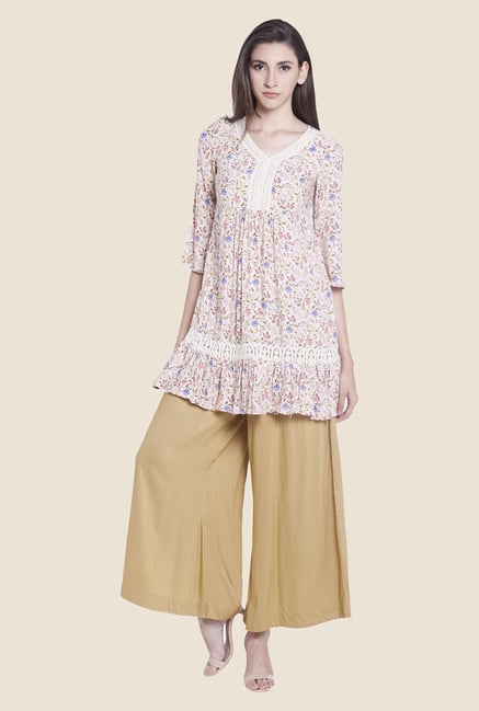 Globus Beige Solid Palazzos Globus Beige Solid Palazzos