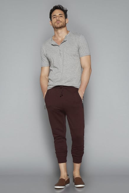 Nuon by Westside Brown Solid Joggers Nuon by Westside Brown Solid Joggers