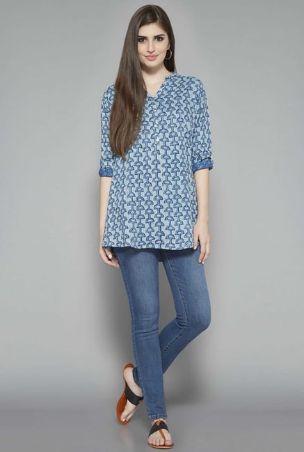 Utsa by Westside Blue Printed Kurti Utsa by Westside Blue Printed Kurti