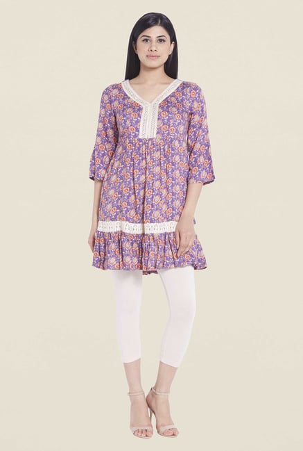 Globus Purple Floral Print Kurti Globus Purple Floral Print Kurti