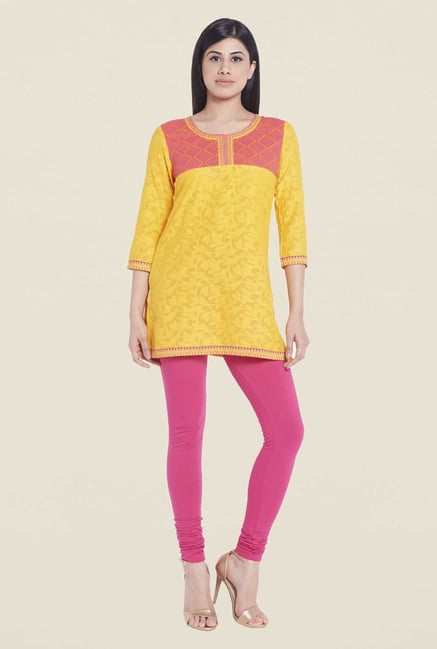 Globus Yellow Floral Print Kurti Globus Yellow Floral Print Kurti