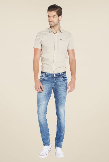 Globus Blue Acid Wash Skinny Fit Denim Jeans Globus Blue Acid Wash Skinny Fit Denim Jeans