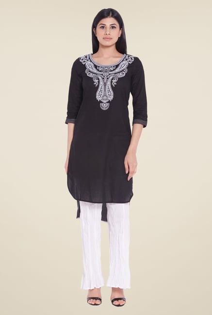 Globus Black Solid Kurti Globus Black Solid Kurti